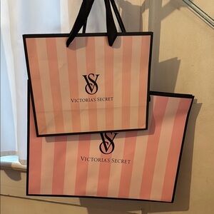 Victoria's Secret Pink Striped Matte Tote 2 Bags